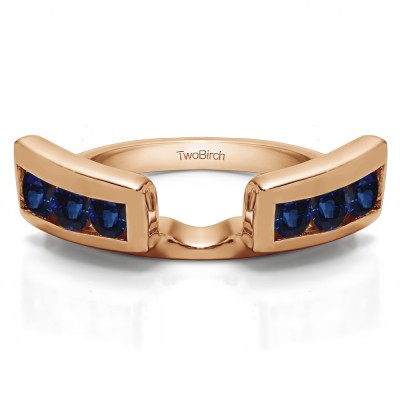 0.24 Ct. Sapphire Six Stone Channel Set Ring Wrap Jacket in Rose Gold