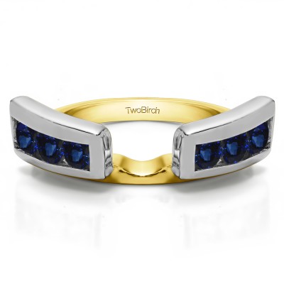 0.24 Ct. Sapphire Six Stone Channel Set Ring Wrap Jacket in Two Tone Gold