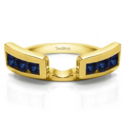 0.24 Ct. Sapphire Six Stone Channel Set Ring Wrap Jacket in Yellow Gold