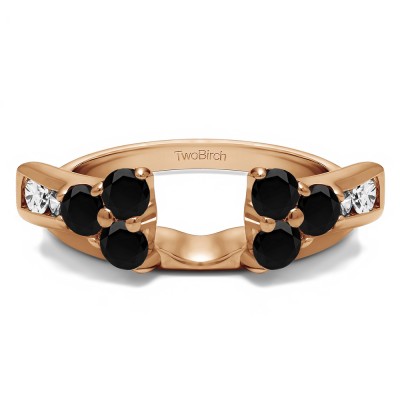 0.5 Ct. Black and White Prong Cluster and Channel Set Ring Wrap Enhancer in Rose Gold