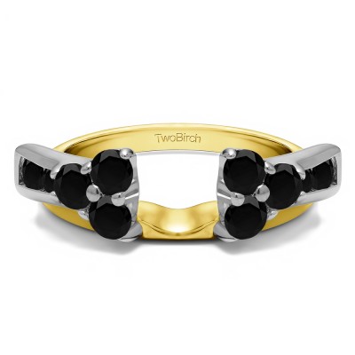 0.34 Ct. Black Prong Cluster and Channel Set Ring Wrap Enhancer in Two Tone Gold