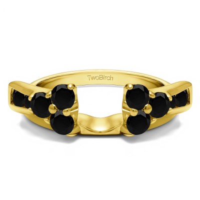 0.73 Ct. Black Prong Cluster and Channel Set Ring Wrap Enhancer in Yellow Gold