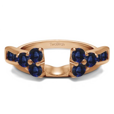 0.34 Ct. Sapphire Prong Cluster and Channel Set Ring Wrap Enhancer in Rose Gold
