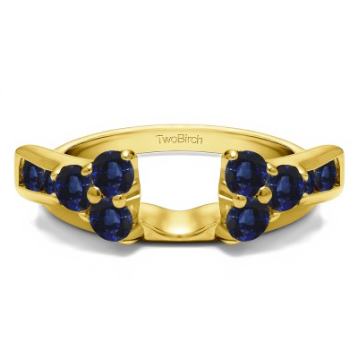 0.34 Ct. Sapphire Prong Cluster and Channel Set Ring Wrap Enhancer in Yellow Gold