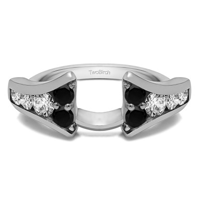 0.5 Ct. Black and White Round Chevron Wedding Ring Wrap Enhancer