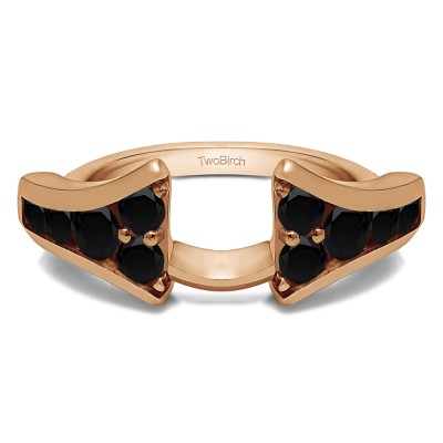 0.25 Ct. Black Round Chevron Wedding Ring Wrap Enhancer in Rose Gold