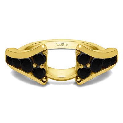 0.25 Ct. Black Round Chevron Wedding Ring Wrap Enhancer in Yellow Gold