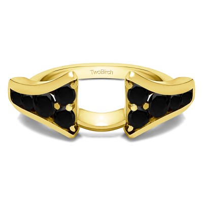 1 Ct. Black Round Chevron Wedding Ring Wrap Enhancer in Yellow Gold