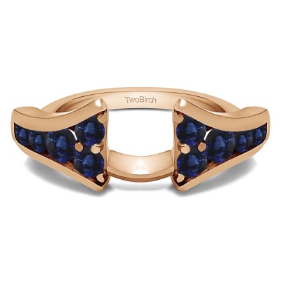 0.25 Ct. Sapphire Round Chevron Wedding Ring Wrap Enhancer in Rose Gold