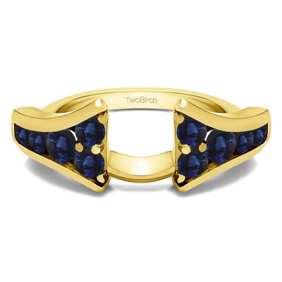 0.25 Ct. Sapphire Round Chevron Wedding Ring Wrap Enhancer in Yellow Gold