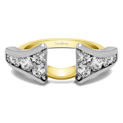 1 Ct. Round Chevron Wedding Ring Wrap Enhancer in Two Tone Gold