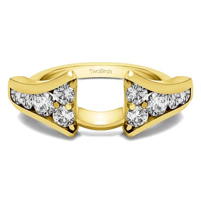 1 Ct. Round Chevron Wedding Ring Wrap Enhancer in Yellow Gold