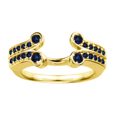 0.5 Ct. Sapphire Bezel Y Double Row Solitaire Ring Wrap in Yellow Gold