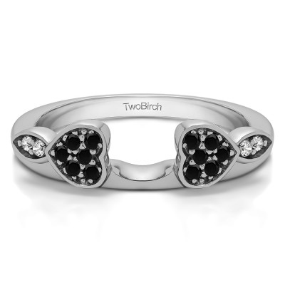 0.16 Ct. Black and White Heart Shaped Anniversary Ring Wrap