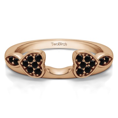 0.16 Ct. Black Heart Shaped Anniversary Ring Wrap  in Rose Gold