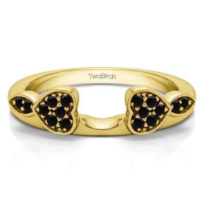 0.16 Ct. Black Heart Shaped Anniversary Ring Wrap  in Yellow Gold