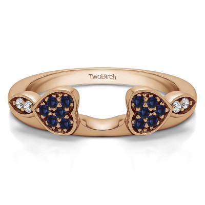 0.16 Ct. Sapphire and Diamond Heart Shaped Anniversary Ring Wrap  in Rose Gold
