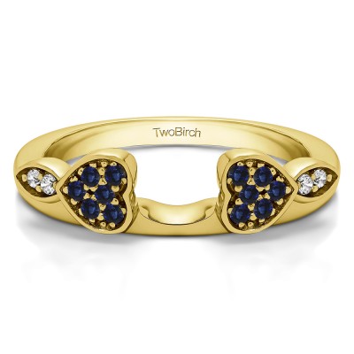 0.16 Ct. Sapphire and Diamond Heart Shaped Anniversary Ring Wrap  in Yellow Gold