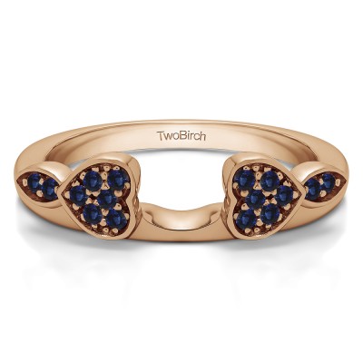 0.16 Ct. Sapphire Heart Shaped Anniversary Ring Wrap  in Rose Gold