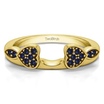 0.16 Ct. Sapphire Heart Shaped Anniversary Ring Wrap  in Yellow Gold