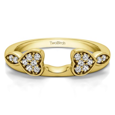 0.16 Ct. Heart Shaped Anniversary Ring Wrap  in Yellow Gold