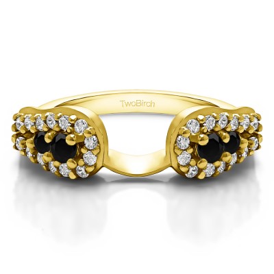 0.49 Ct. Black and White Fishtail Ring Wrap Enhancer in Yellow Gold