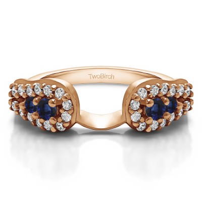 0.49 Ct. Sapphire and Diamond Fishtail Ring Wrap Enhancer in Rose Gold