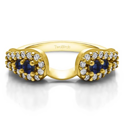 0.49 Ct. Sapphire and Diamond Fishtail Ring Wrap Enhancer in Yellow Gold