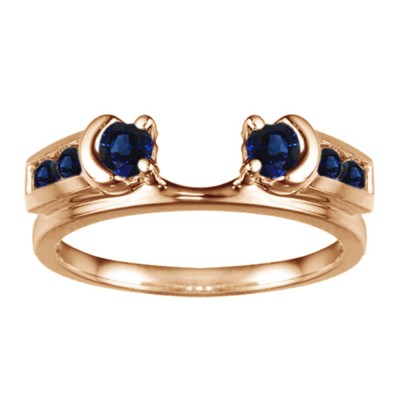 0.48 Ct. Sapphire Illusion Half Moon Ring Wrap Enhancer in Rose Gold