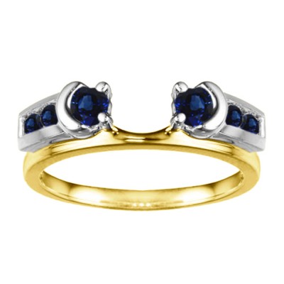 0.48 Ct. Sapphire Illusion Half Moon Ring Wrap Enhancer in Two Tone Gold