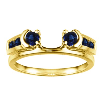 0.48 Ct. Sapphire Illusion Half Moon Ring Wrap Enhancer in Yellow Gold