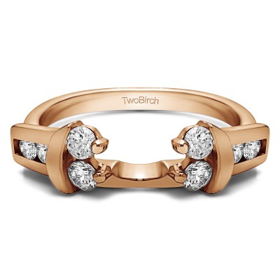 0.48 Ct. Prong and Channel Round Wedding Jacket Ring in Rose Gold