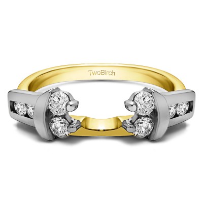 0.48 Ct. Prong and Channel Round Wedding Jacket Ring in Two Tone Gold