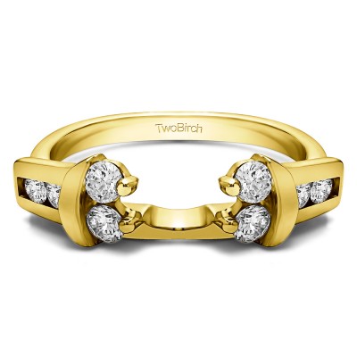 0.48 Ct. Prong and Channel Round Wedding Jacket Ring in Yellow Gold