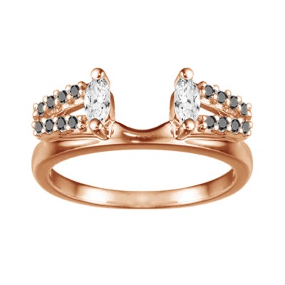 0.41 Ct. Black Split Double Row Marquise ring wrap in Rose Gold