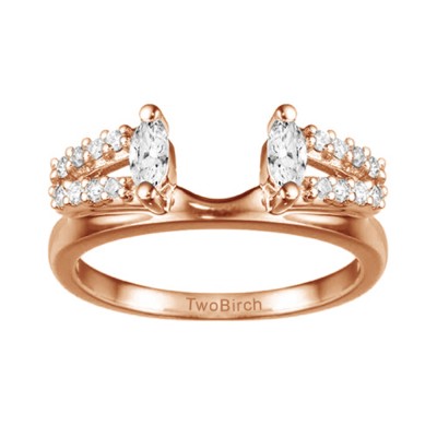 0.41 Ct. Split Double Row Marquise ring wrap in Rose Gold