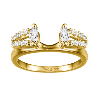 0.41 Ct. Split Double Row Marquise ring wrap in Yellow Gold