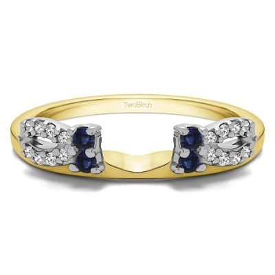 0.2 Ct. Sapphire and Diamond Round Prong Bow Ring Wrap Enhancer in Two Tone Gold