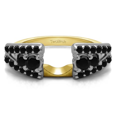 0.44 Ct. Black Triple Row Round Ring Wrap in Two Tone Gold