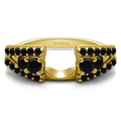 0.44 Ct. Black Triple Row Round Ring Wrap in Yellow Gold