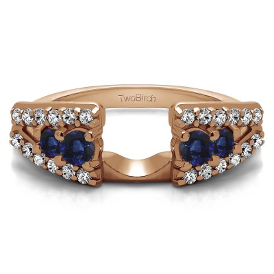 0.44 Ct. Sapphire and Diamond Triple Row Round Ring Wrap in Rose Gold