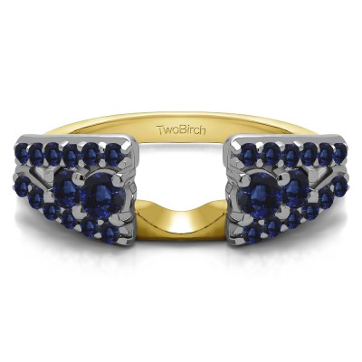 0.44 Ct. Sapphire Triple Row Round Ring Wrap in Two Tone Gold