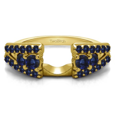 0.44 Ct. Sapphire Triple Row Round Ring Wrap in Yellow Gold