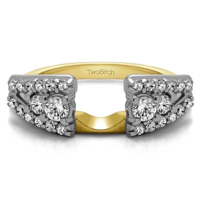 0.44 Ct. Triple Row Round Ring Wrap in Two Tone Gold