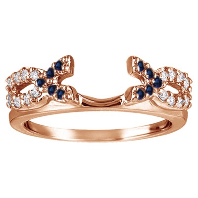 0.24 Ct. Sapphire and Diamond Infinity Criss Cross Ring Wrap in Rose Gold