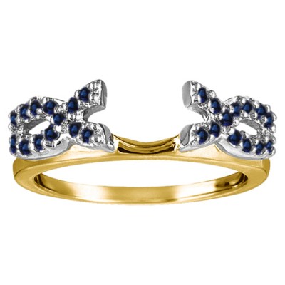 0.24 Ct. Sapphire Infinity Criss Cross Ring Wrap in Two Tone Gold