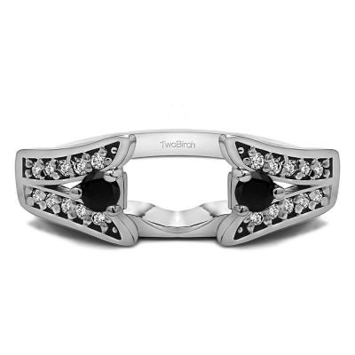 0.29 Ct. Black and White Y Shape Prong in Channel Ring Wrap