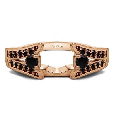 0.29 Ct. Black Y Shape Prong in Channel Ring Wrap in Rose Gold