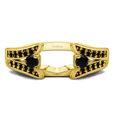 0.29 Ct. Black Y Shape Prong in Channel Ring Wrap in Yellow Gold