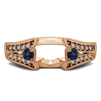 0.29 Ct. Sapphire and Diamond Y Shape Prong in Channel Ring Wrap in Rose Gold